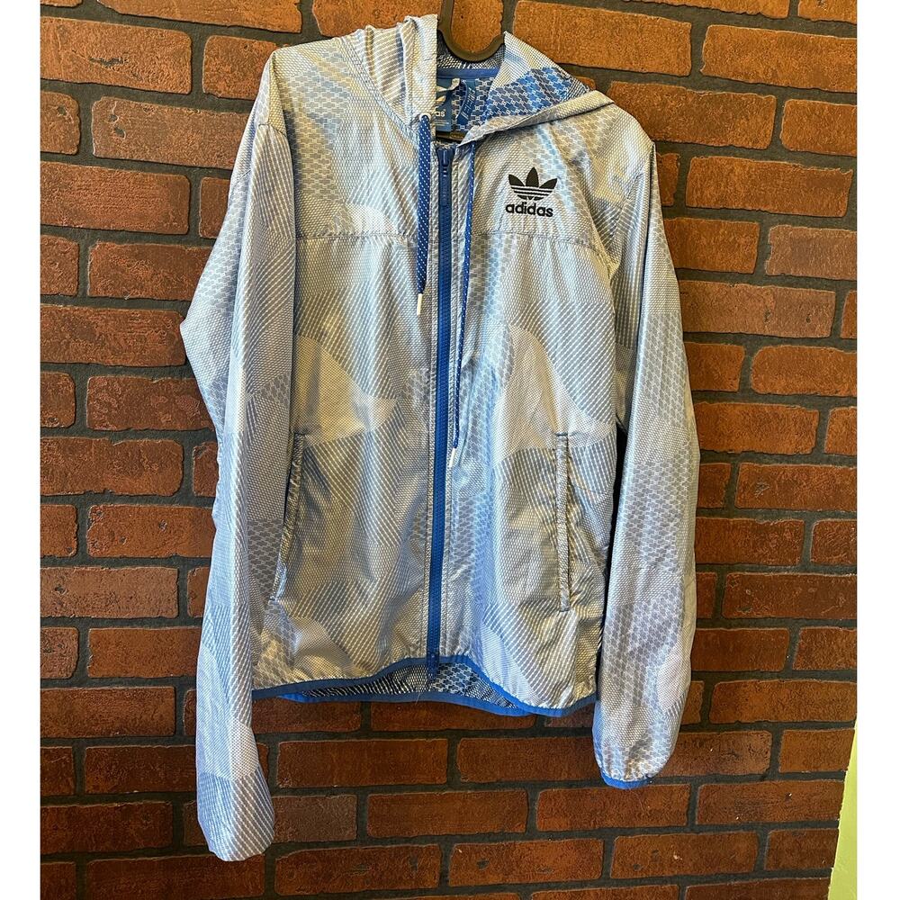 Super Rare Adidas Originals Jacket Windbreaker Glanz Cal Surf Blue White Small